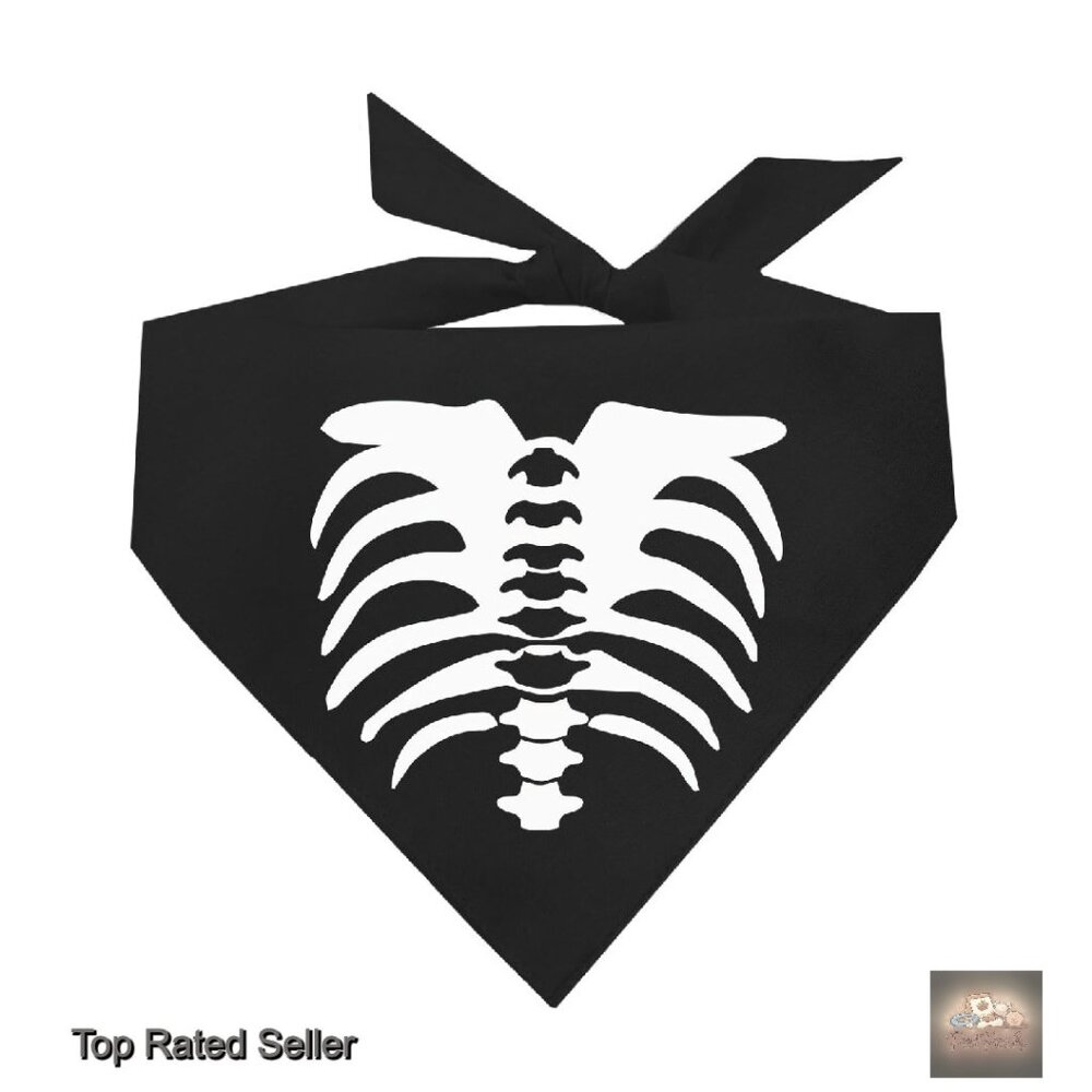 Skeleton Dog Bandana Adjustable Cotton Triangle Halloween Costume Spooky